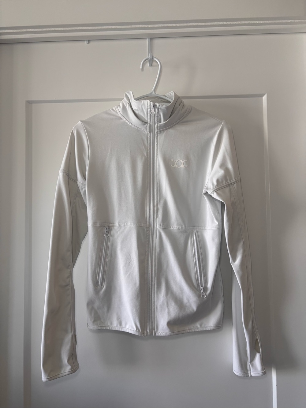 White Full-Zip Performance Jacket with Subtle Logo